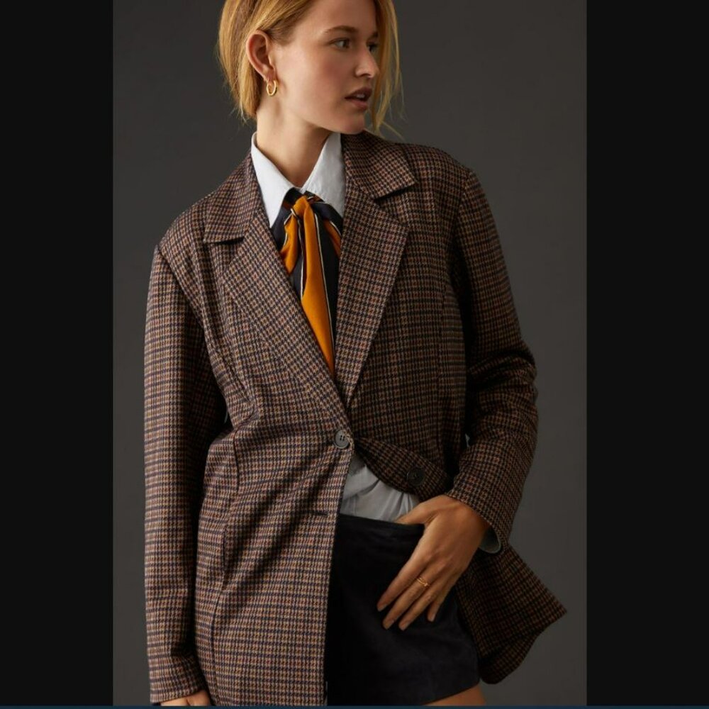 Avec Les Filles | Anthropologie Longline Plaid Blazer | Large